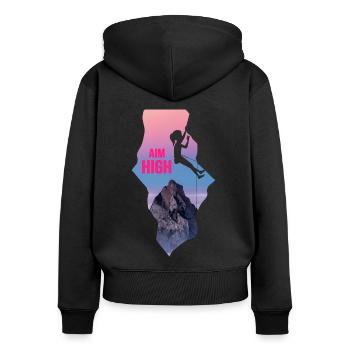 Alpiniste vise haute grimpeur-fille - Sweat à capuche zippé Premium bio Femme - noir - Dos - Julia (174cm)