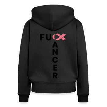 Fuck Cancer Cancer Beaten Cancer Survivor Chemothe - Frauen Premium Bio Zip Hoodie - Schwarz - Hinten - Julia (174cm)