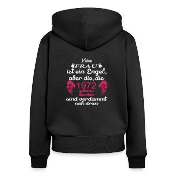 Frau Engel 1972 - Frauen Premium Bio Zip Hoodie - Schwarz - Hinten - Julia (174cm)