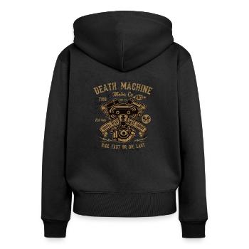 Death Machine - Frauen Premium Bio Zip Hoodie - Schwarz - Hinten - Julia (174cm)