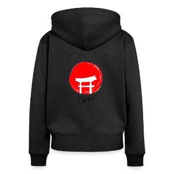 Japon - Sweat à capuche zippé Premium bio Femme - noir - Dos - Julia (174cm)