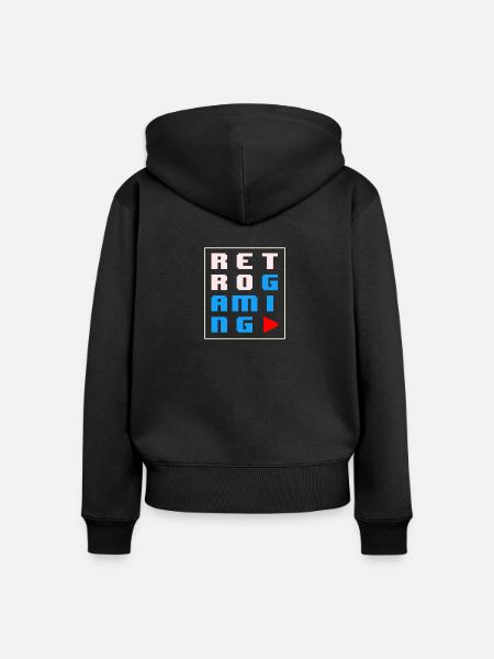 Retrogaming - Frauen Premium Bio Zip Hoodie - Schwarz