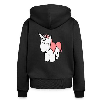 Unicorn licorne - Sweat à capuche zippé Premium bio Femme - noir - Dos - Julia (174cm)