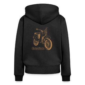 Schwalbe Oststück - Frauen Premium Bio Zip Hoodie - Schwarz - Hinten - Julia (174cm)