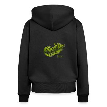 Palms Palme Palmen Shirt - Frauen Premium Bio Zip Hoodie - Schwarz - Hinten - Julia (174cm)