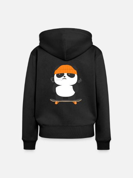 Skateboard - Frauen Premium Bio Zip Hoodie - Schwarz