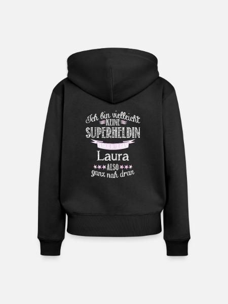 laura - Frauen Premium Bio Zip Hoodie - Schwarz