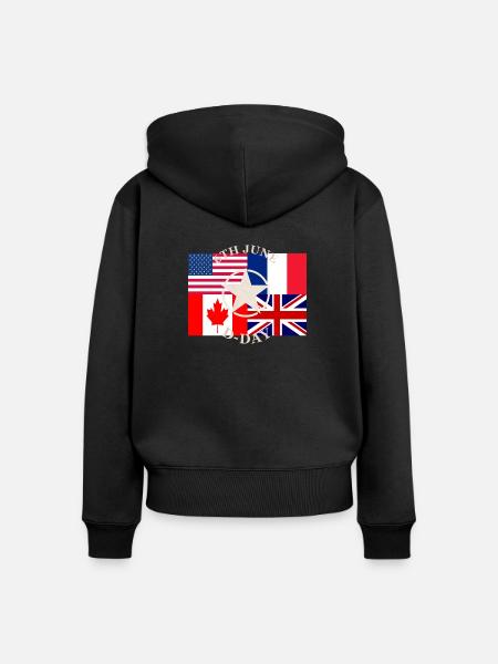6th june D-day - Frauen Premium Bio Zip Hoodie - Schwarz