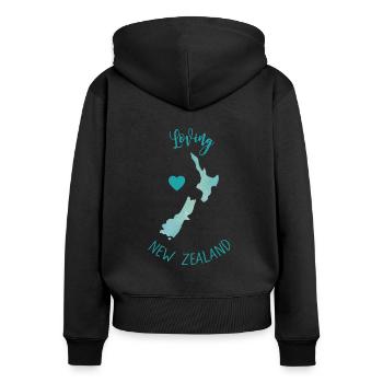 nouvelle-Zélande - Sweat à capuche zippé Premium bio Femme - noir - Dos - Julia (174cm)