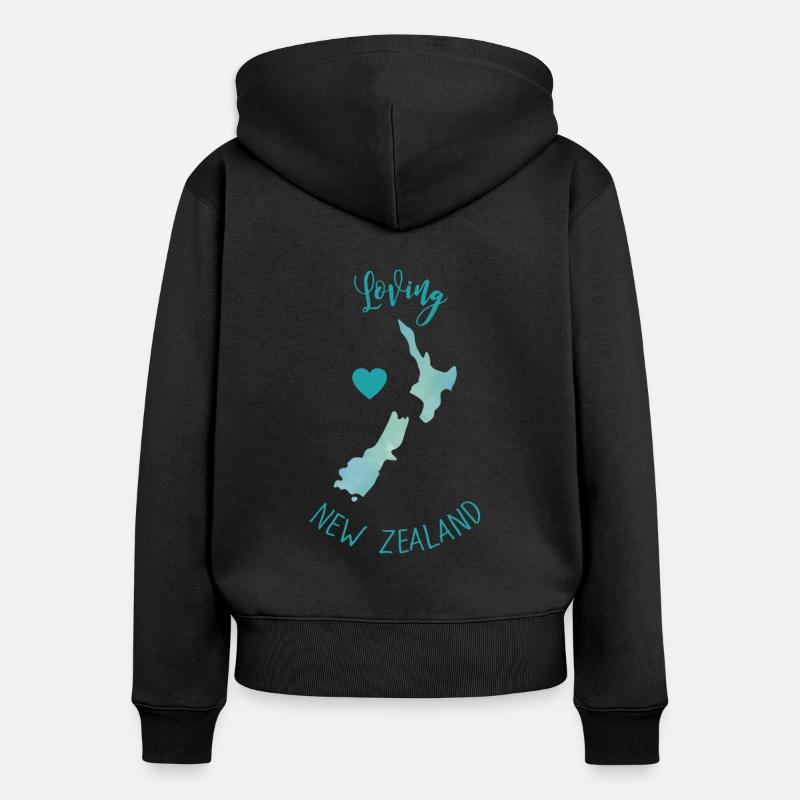 nouvelle-Zélande - Sweat à capuche zippé Premium bio Femme - noir