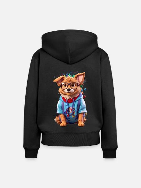 Süßer Hund - Frauen Premium Bio Zip Hoodie - Schwarz