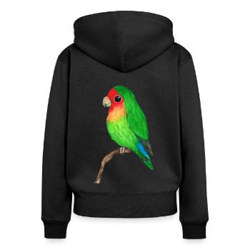 Cute lovebird - Women's Premium Organic Zip Hoodie - black - Back - Julia (174cm)