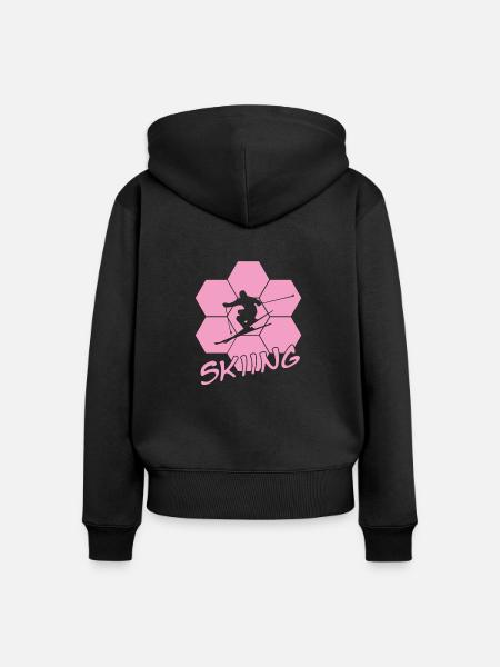 Skiing, Skifahren, Ski - Frauen Premium Bio Zip Hoodie - Schwarz