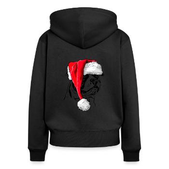 Père Noël bouledogue américain chiens de Noël Wilsigns - Sweat à capuche zippé Premium bio Femme - noir - Dos - Julia (174cm)