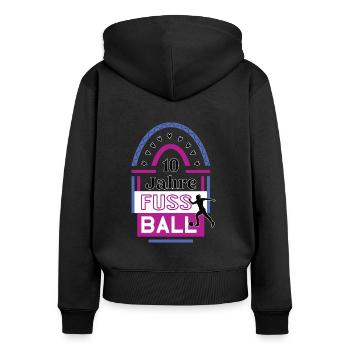 Fussball Jubiläum 10 Jahre Frauenfussball Spieler - Frauen Premium Bio Zip Hoodie - Schwarz - Hinten - Julia (174cm)