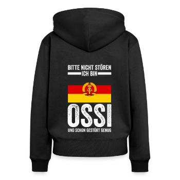 Ostdeutschland Ossi Deutschland DDR - Frauen Premium Bio Zip Hoodie - Schwarz - Hinten - Julia (174cm)