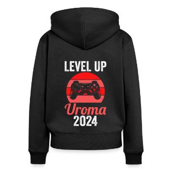 Urgroßmutter 2024 Uroma - Frauen Premium Bio Zip Hoodie - Schwarz - Hinten - Julia (174cm)