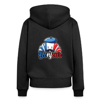 Französisch Croissant Liebhaber Frankreich Flagge - Frauen Premium Bio Zip Hoodie - Schwarz - Hinten - Julia (174cm)