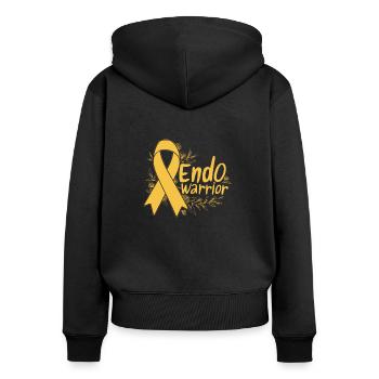 Endo Warrior – Motivation zur Aufklärung über Endometriose - Frauen Premium Bio Zip Hoodie - Schwarz - Hinten - Julia (174cm)