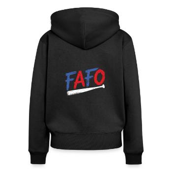 FAFO baise et découvre le baseball - Sweat à capuche zippé Premium bio Femme - noir - Dos - Julia (174cm)
