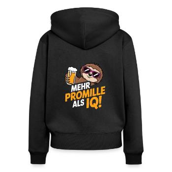 Mehr Promille als IQ Saufen Bier Alkohol Party Fau - Frauen Premium Bio Zip Hoodie - Schwarz - Hinten - Julia (174cm)
