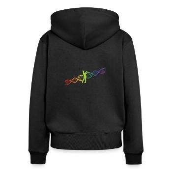 DNA Helix Rainbow Genetics Golf Colorful - Women's Premium Organic Zip Hoodie - black - Back - Julia (174cm)
