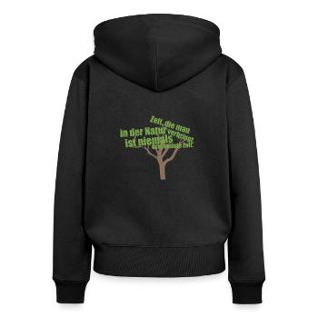 Baum - Frauen Premium Bio Zip Hoodie - Schwarz - Hinten - Julia (174cm)