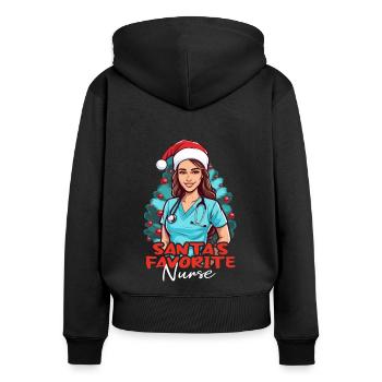 Frohe Weihnachten Krankenschwester - Frauen Premium Bio Zip Hoodie - Schwarz - Hinten - Julia (174cm)