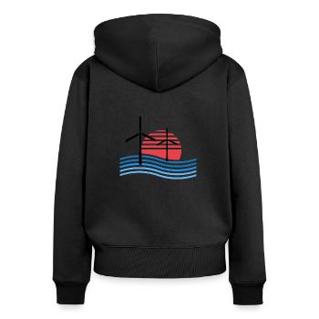 Wind turbine sunset birds - Women's Premium Organic Zip Hoodie - black - Back - Julia (174cm)