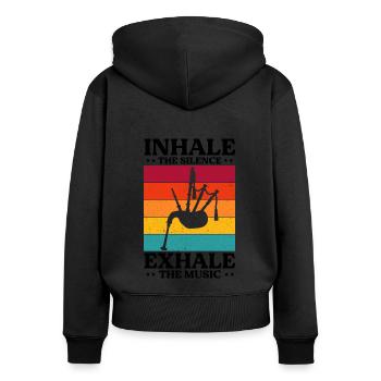 Citation de cornemuse pour les musiciens écossais et de cornemuse - Sweat à capuche zippé Premium bio Femme - noir - Dos - Julia (174cm)