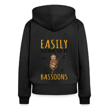 Basson pour basson anches et bassoniste - Sweat à capuche zippé Premium bio Femme - noir - Dos - Julia (174cm)