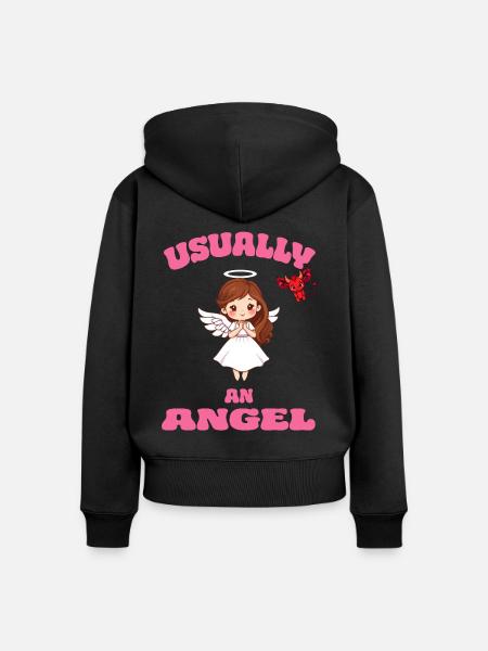 Angel or Devil - Frauen Premium Bio Zip Hoodie - Schwarz
