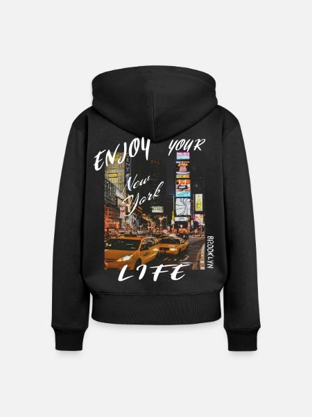 New York City - Frauen Premium Bio Zip Hoodie - Schwarz