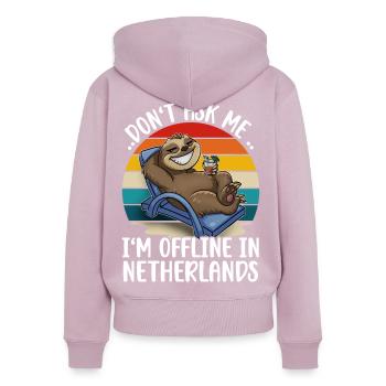Pays-Bas Voyage de vacances paresseux - Sweat à capuche zippé Premium bio Femme - rose poudré - Dos - Julia (174cm)