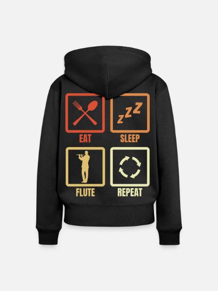 Eat Sleep Flute Repeat - Frauen Premium Bio Zip Hoodie - Schwarz