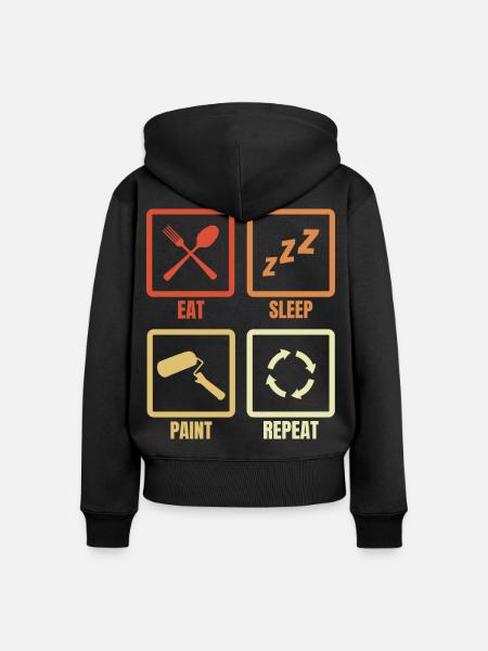 Eat Sleep Paint Repeat - Frauen Premium Bio Zip Hoodie - Schwarz
