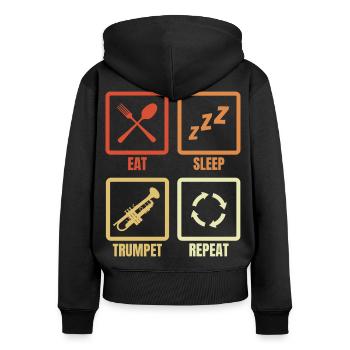 Eat Sleep Trumpet Repeat - Frauen Premium Bio Zip Hoodie - Schwarz - Hinten - Julia (174cm)