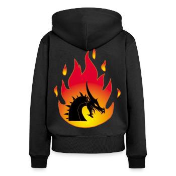 Dragon de feu - Sweat à capuche zippé Premium bio Femme - noir - Dos - Julia (174cm)