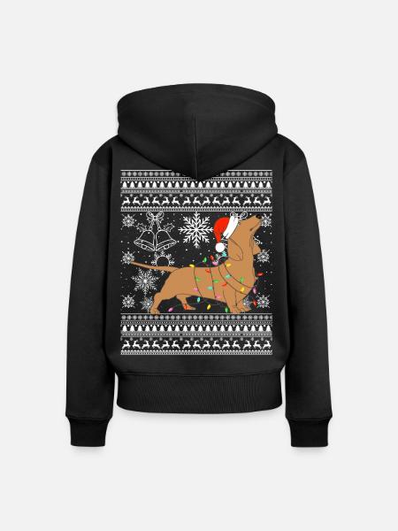 Dackel im Weihnachtsmodus - Frauen Premium Bio Zip Hoodie - Schwarz