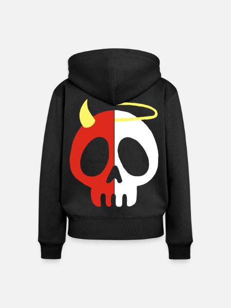 Engel und Dämon Schädel - Frauen Premium Bio Zip Hoodie - Schwarz