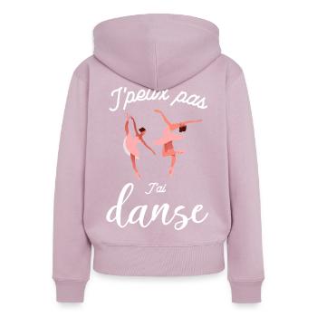 Jpeux pas Tai Danse - Sweat à capuche zippé Premium bio Femme - rose poudré - Dos - Julia (174cm)