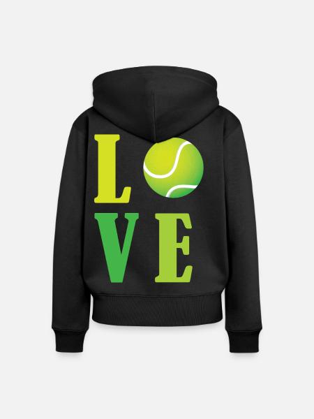 Ich liebe Tennis - Frauen Premium Bio Zip Hoodie - Schwarz
