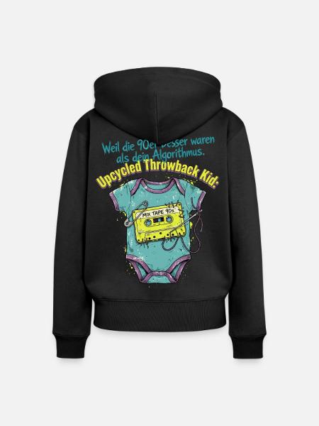 90er Upcycled Throwback Retro Kassette - Frauen Premium Bio Zip Hoodie - Schwarz