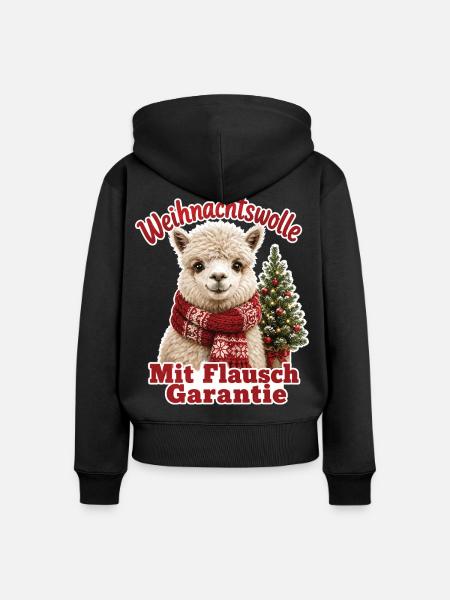 Weihnachtswolle mit Flausch Garantie - Frauen Premium Bio Zip Hoodie - Schwarz