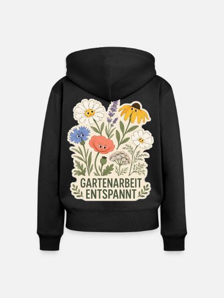 Gartenarbeit entspannt - Frauen Premium Bio Zip Hoodie - Schwarz