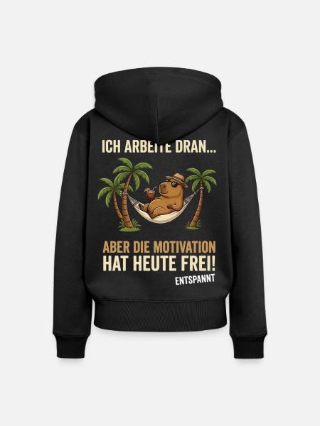 Capybara Entspannt lustiger Spruch - Frauen Premium Bio Zip Hoodie - Schwarz