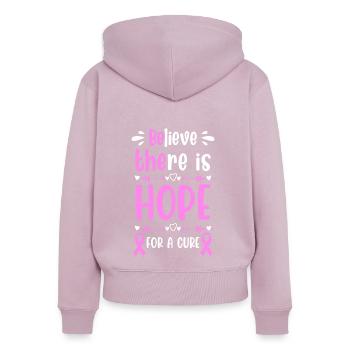 Le cancer du sein combat le cancer de la peau - Sweat à capuche zippé Premium bio Femme - rose poudré - Dos - Julia (174cm)