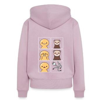 Frettchen Kabel gegessen Design für Frettchen Fans - Frauen Premium Bio Zip Hoodie - Altrosa - Hinten - Julia (174cm)