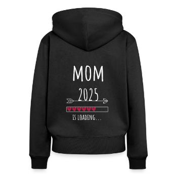 Future Mom 2025 Schwangerschaft Ankündigung - Frauen Premium Bio Zip Hoodie - Schwarz - Hinten - Julia (174cm)
