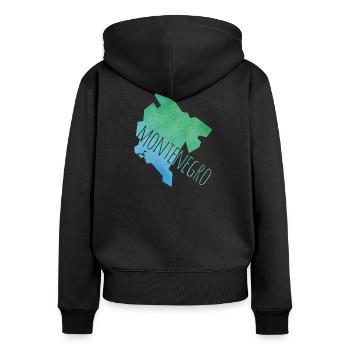 montenegro - Frauen Premium Bio Zip Hoodie - Schwarz - Hinten - Julia (174cm)